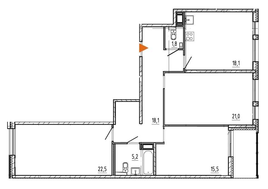 Трехкомнатная квартира в Эталон ЛенСпецСМУ: площадь 104.6 м2 , этаж: 11 – купить в Санкт-Петербурге